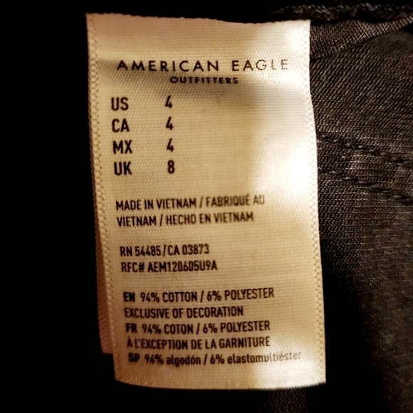 AMERICAN EAGLE Button Down Front Black Denim Mini Skirt Pockets Hi-Rise A-Line - Picture 9 of 13